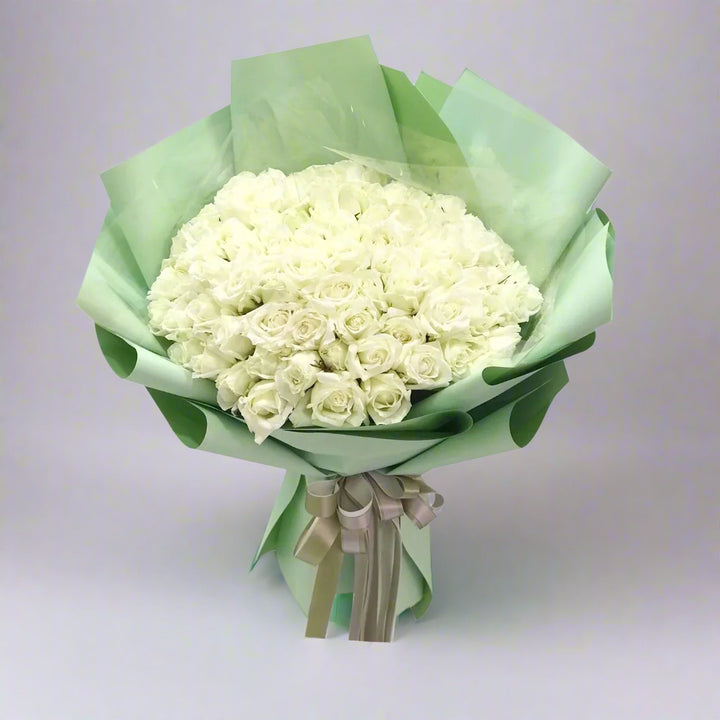 101 Stunning White Rose Bouquet From Best Florist in Dubai