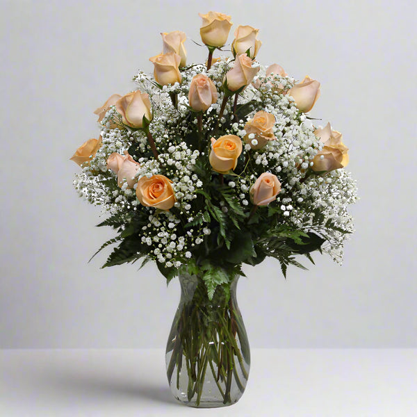 2 Dozen Roses Peach From Best Florist in Dubai