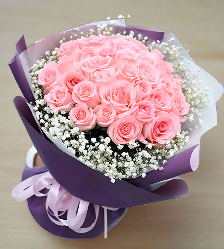 30 pink roses hand bouquet From Best Florist in Dubai