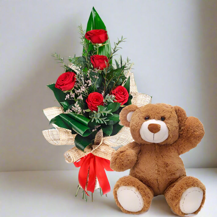 5 roses teddy From Best Florist in Dubai