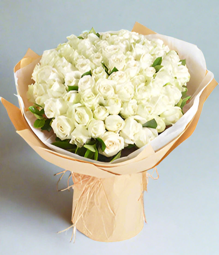 99 White Roses Bouquet From Best Florist in Dubai