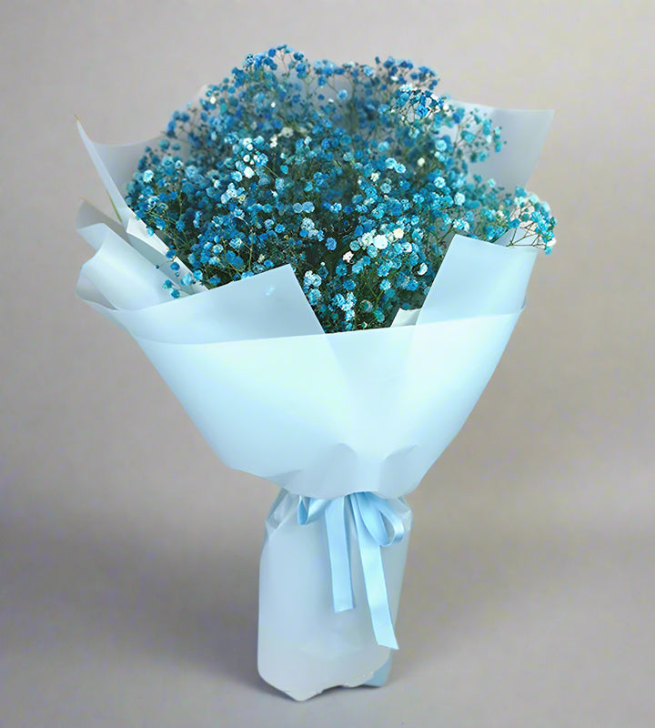 Blue Baby Breath Hand Bouquet by florist dubai