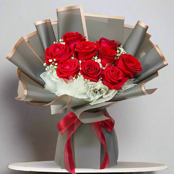 Classic 10 Red Roses Bouquet From Best Florist in Dubai