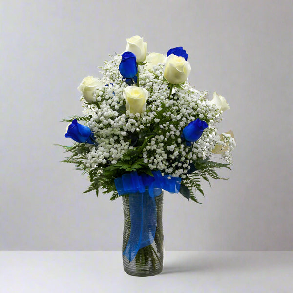 Classic Blue & White Roses From Best Florist in Dubai