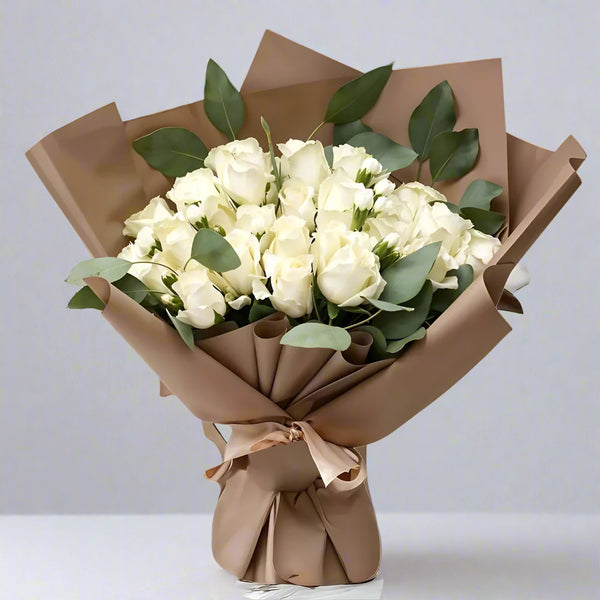 Classic Charm White Rose Bouquet From Best Florist in Dubai