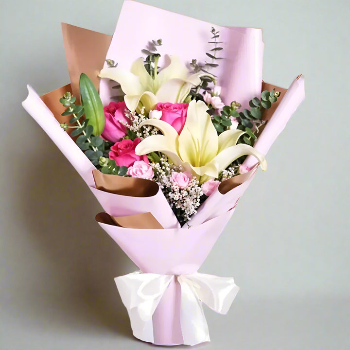 Fuschia Rose and Lily Bouquet From Best Florist in Dubai