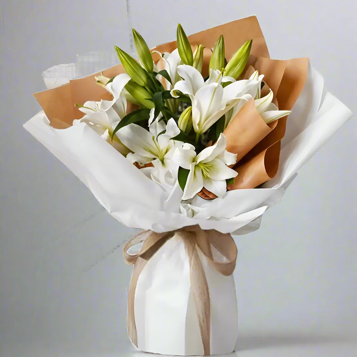 Pure Grace- White Lily Bouquet From Best Florist in Dubai