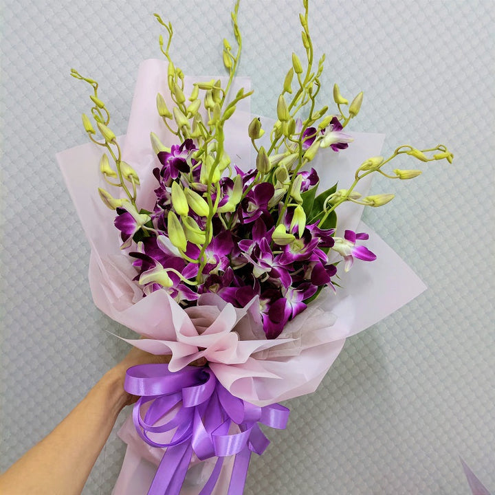 purple Orchid Hand Bouquet From Best Florist in Dubai